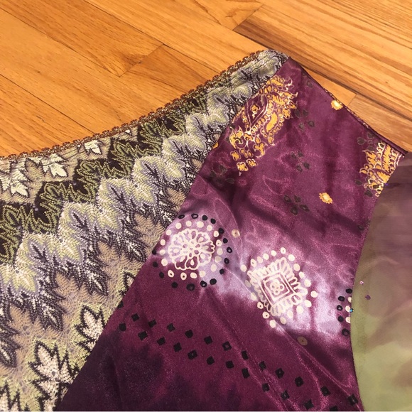 XOXO Collection Y2K Satin Patchwork Asymmetrical Mini Skirt - Picture 9 of 16